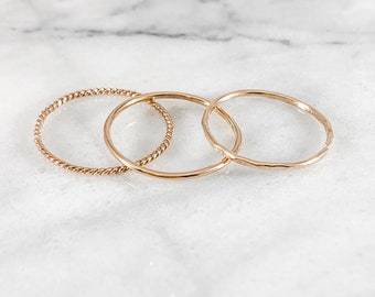 Thin Stacking Ring Set - 3+ RINGS (Sterling Silver Gold Filled Rose Gold Filled Simple Minimalist Gifts for Her Under 50)