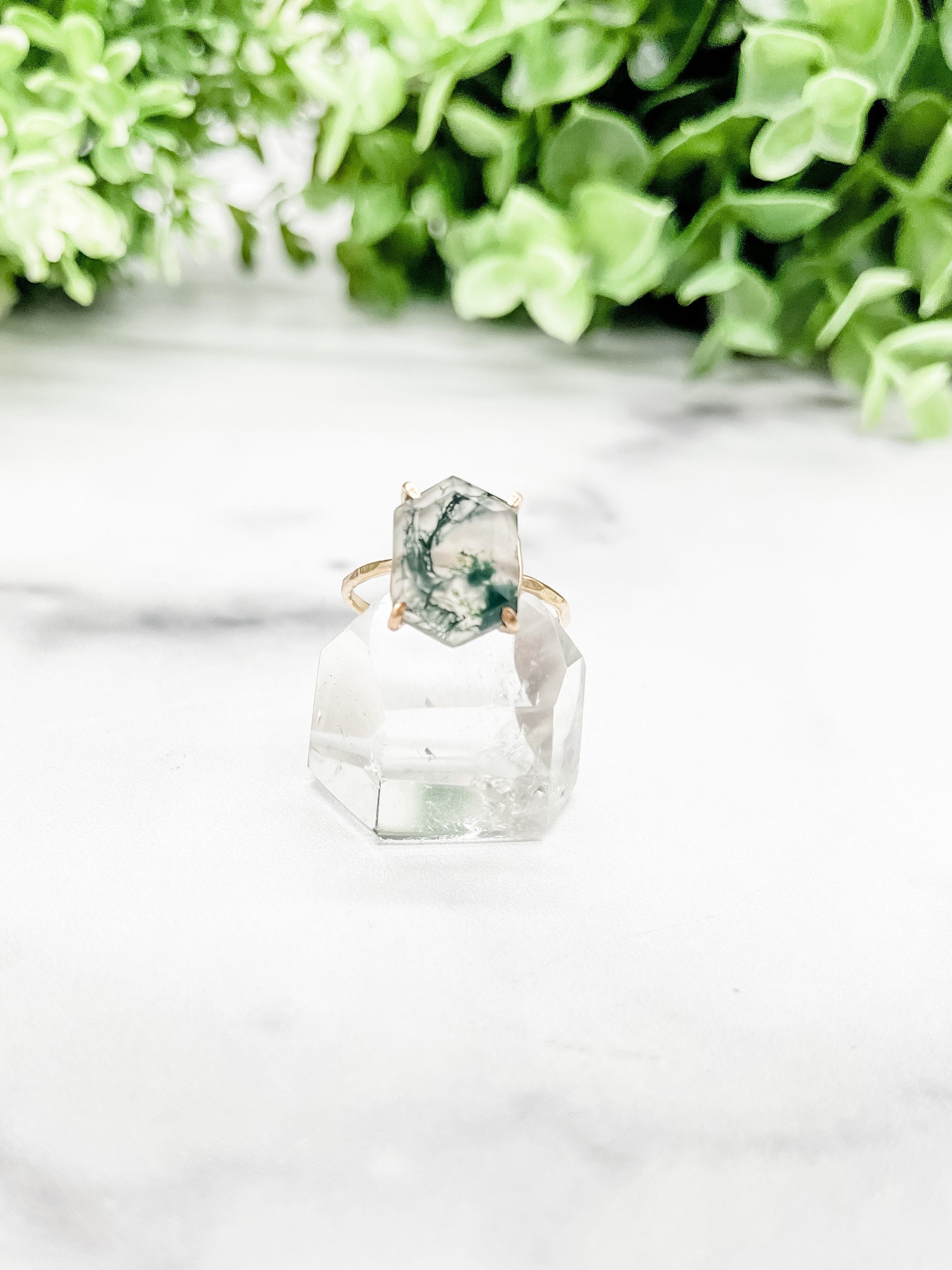 outlet sale prices Engagement moss agate hexagon Ring ring, engagement  ring, Unique rose – gold Moss agate, step GemsMagic Hexagon cut gemsmagic  geometric Long hexagon, Agate birthstone for virgos, gift for her, 