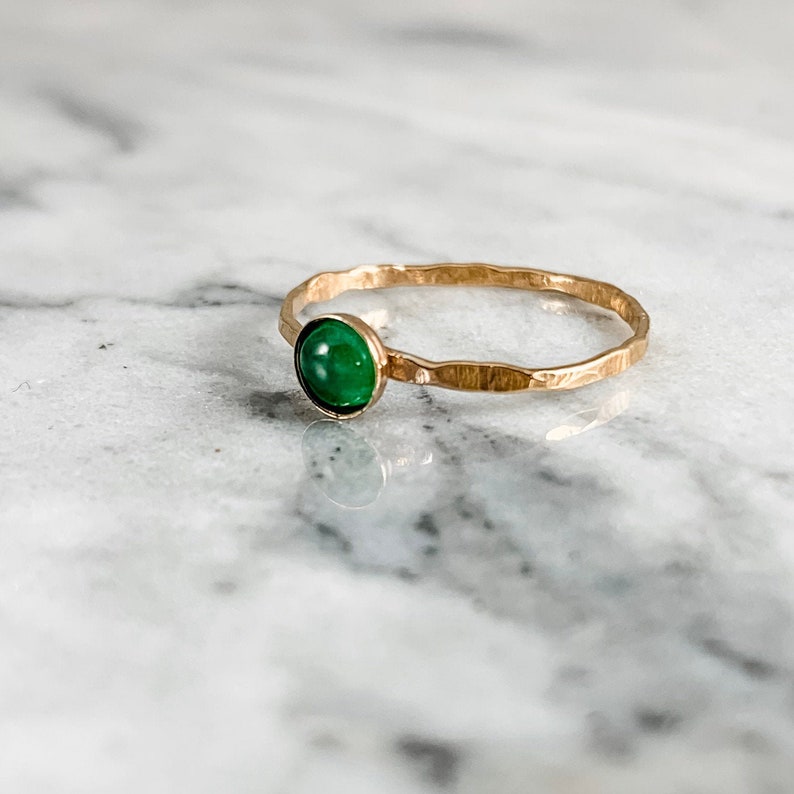 emerald ring, may gemstone, birthstone jewelry, green bridal jewelry, rose gold ring, silver ring, stacking ring, gift for her image 2