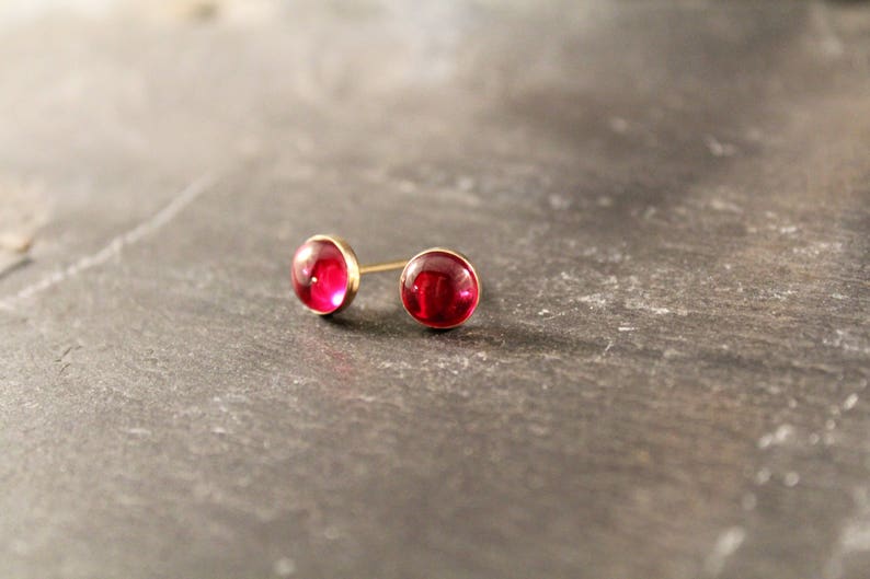 Gold Sterling Silver Rose Opal Onyx Aqua Chalcedony Chrysoprase Moonstone Ruby Amethyst Lapis Lazuli Gemstone Stud Bezel Earrings