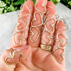 Hammered Heart Ring: Rose Gold Filled Geometric Open Ring