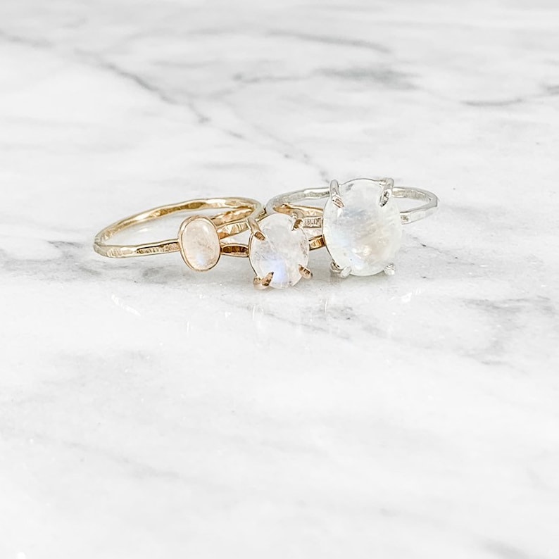 Rainbow Moonstone Oval Bezel Setting Ring gold Sterling Etsy