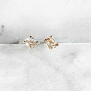 Herkimer Diamond Stud Earrings: Sterling Silver, Gold, Rose Gold