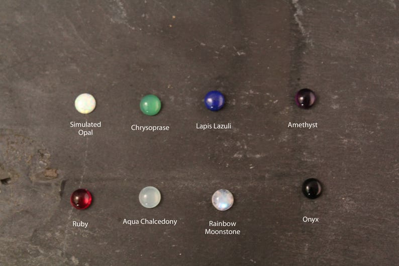 Gold Sterling Silver Rose Opal Onyx Aqua Chalcedony Chrysoprase Moonstone Ruby Amethyst Lapis Lazuli Gemstone Stud Bezel Earrings