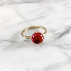 Ruby Gemstone Ring: Gold Filled Stacking Band, July Birthstone