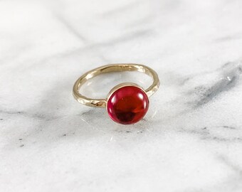 Ruby Thick Gemstone Ring - ONE RING (Gold Rose Gold Sterling Silver July Pink Birthstone Stacking Ring Gifts for her Under 50)