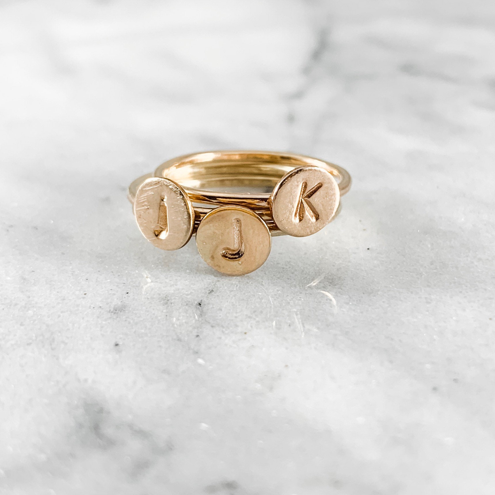 Bague Personnalisée Initiale Argent Sterling Or 24K Or Rose - Neuve Avec étiquettes