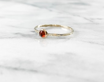 Gold Filled Crystal Birthstone Jewelry Ring (Simple Personalized Hammered Smooth Swarovski Minimalist Gifts for Her Under 50 30)