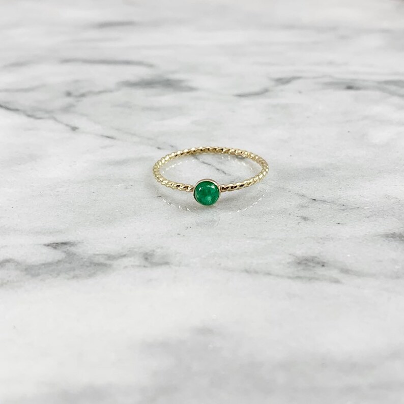 Gold Filled Rope Gemstone Ring Personalized Bridesmaid Birthstone Wedding Nautical Twist Gift for Her Gifts Under 30
