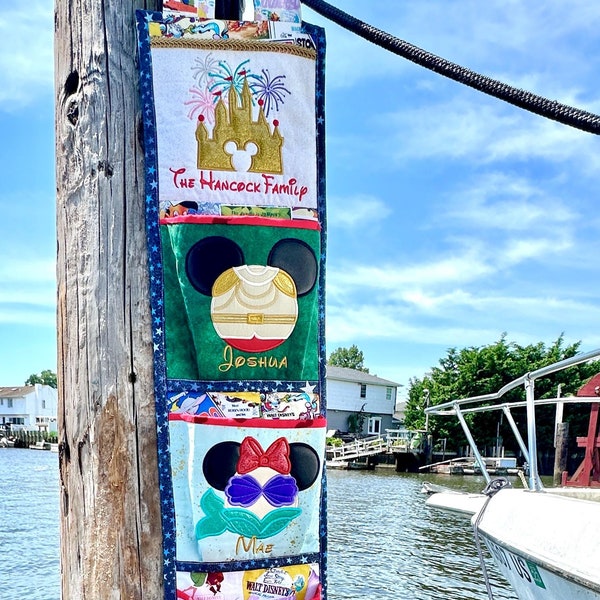 Family Fun Fish Extender for Magical Cruise, Cruise Cabin Door Decor, Deluxe Embroidered FE, Personalized Pockets, Family Organizer