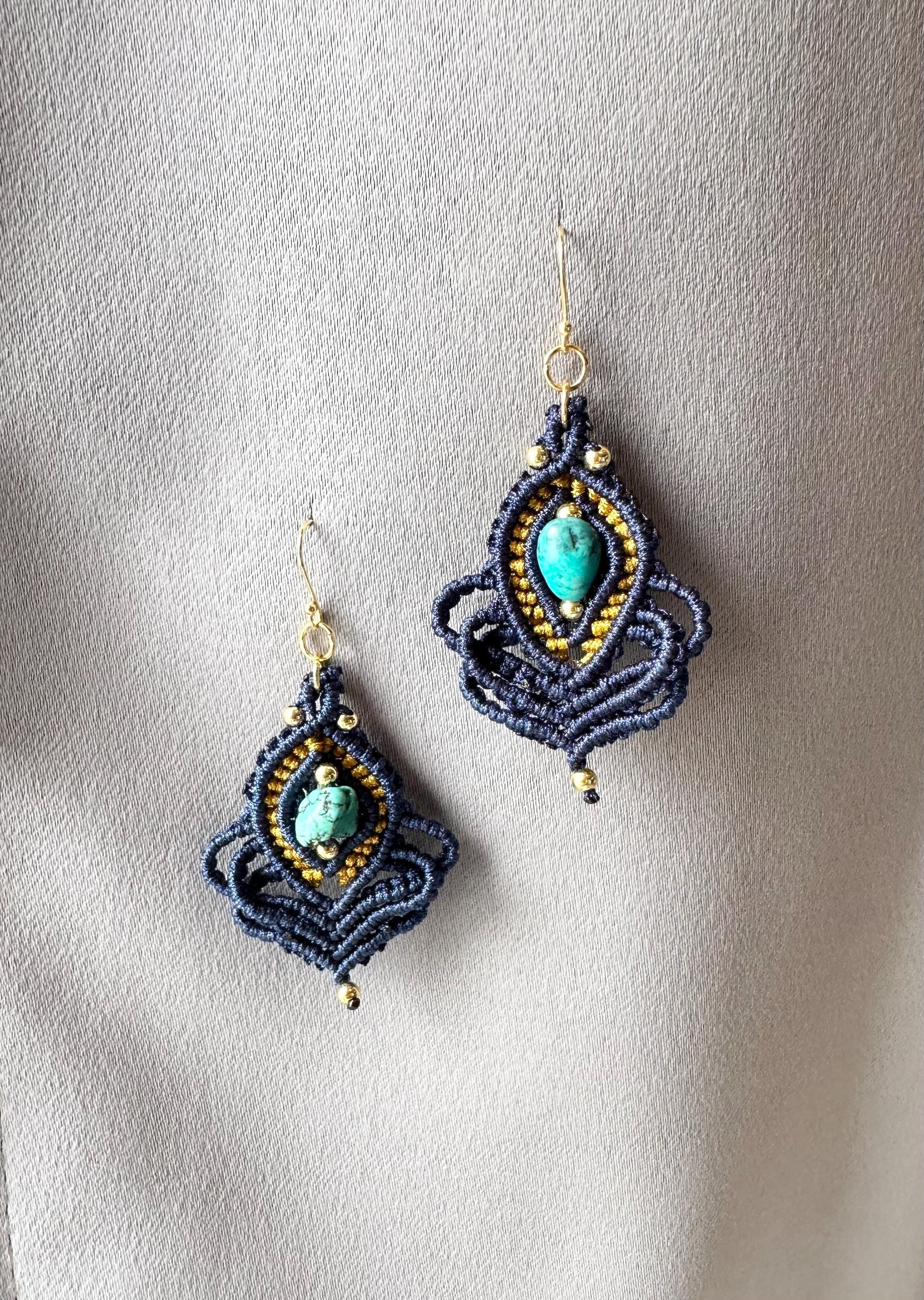 Macrame Earrings, Bohemian Fashion, Tribal Ethnic Bellydance,  Handmade Earrings,Handmade Macrame, Dangle Earring,Macrame Jewelry