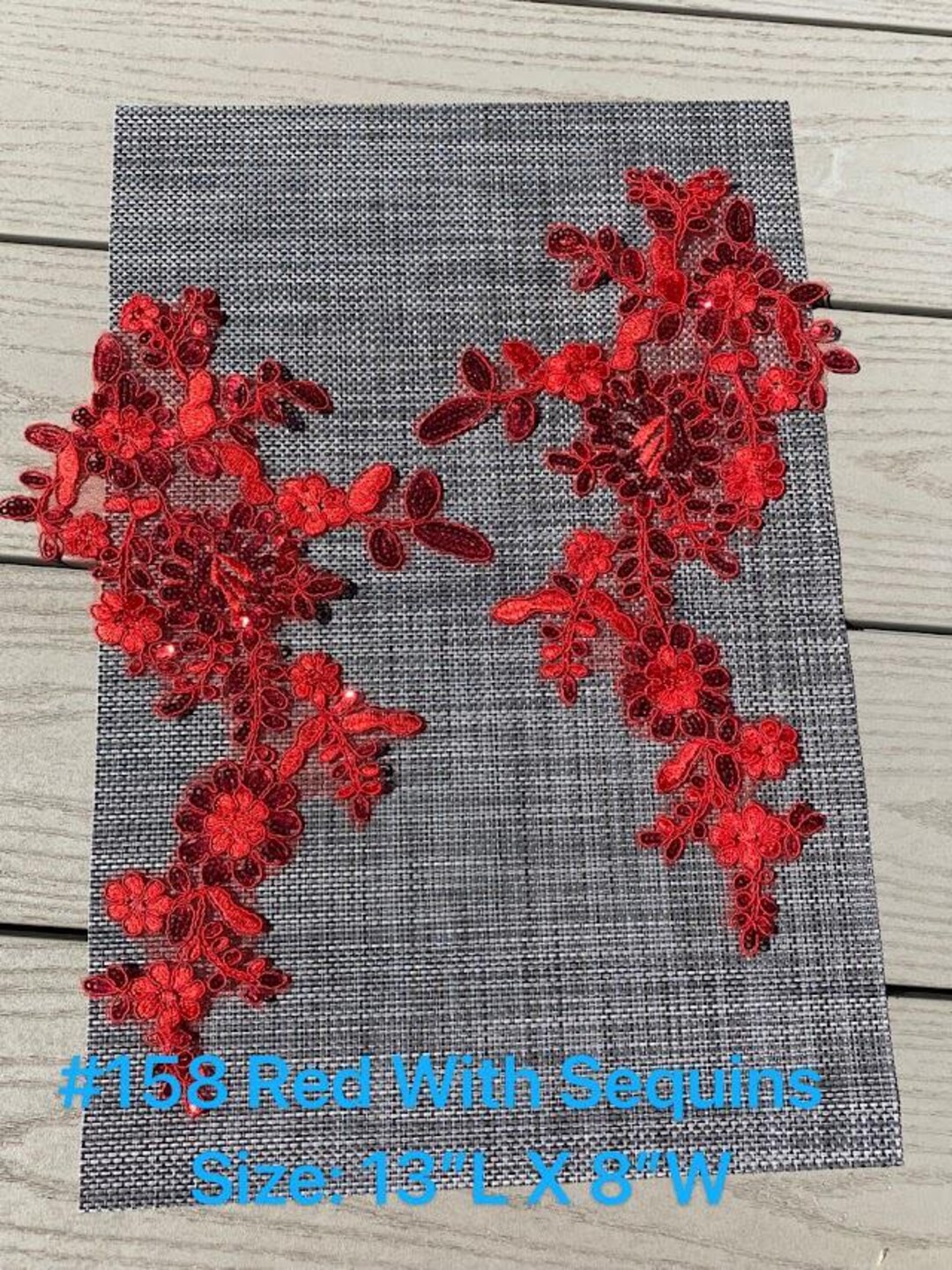 GB156 Red Rose Mirror Pair Embroidered Appliques 6 by gloryshouse