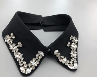 Vintage collar, False collar,  detachable shirt collar, Black Color Women&#39;s, Girls False Collar Lapel, Fashion Beads Fake False