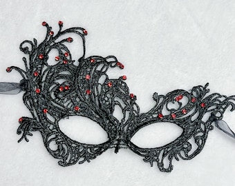 Masque de mascarade en dentelle avec strass, masque de mascarade pour femme, masque pour les yeux en dentelle vénitienne pour déguisement de bal de promo mardi gras