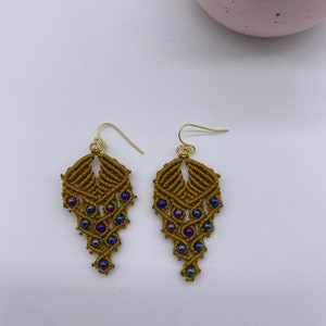 Macrame Earrings, Bohemian Fashion, Tribal Ethnic Bellydance,  Handmade Earrings,Handmade Macrame, Dangle Earring,Macrame Jewelry