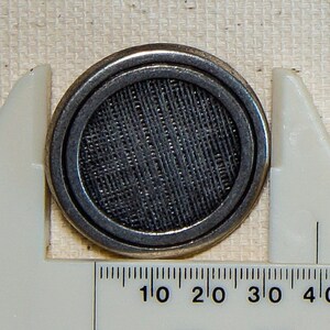 set of 2 antique silver distressed shank buttons with crosshatch texture
