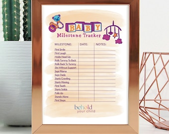 Baby Milestone Tracker, Printable Baby's First Key Milestones, Instant Digital Download