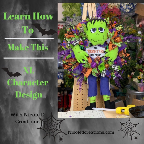 How To Video, How To Wreath, Wreath Tutorial, DIY Halloween Wreath, DIY Wreath, Frankenstein Wreath