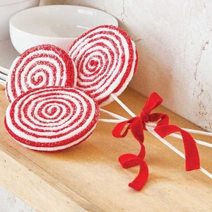 Raz Imports 17.5&quot; Peppermint Candy Lollipop Cluster Bundle Pick Spray