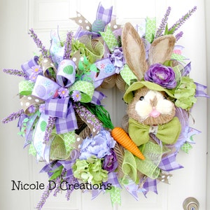 Easter Wreath -Deco Mesh Wreath- Front Door Wreaths- Spring Wreath