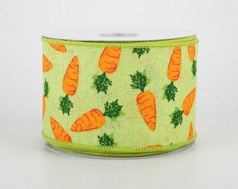 Wired Ribbon - Spring Ribbon - Easter Ribbon - Carrot Ribbon -  Basket Ribbon- Floral Ribbon