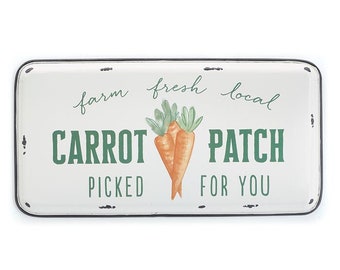 Carrot Patch Tin Enamel Sign, wreath supplies, wreath decor, wreath center, craft supplies, wreath embellishments 8"H x 15.75"W x .50"D