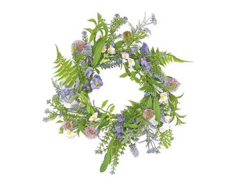 Lavender & Wildflower Table Wreath, 16" Lavender Mini Wreath, Farmhouse Wreath, Everyday Small Cabinet Wreath, Spring Wreath, Summer Wreath