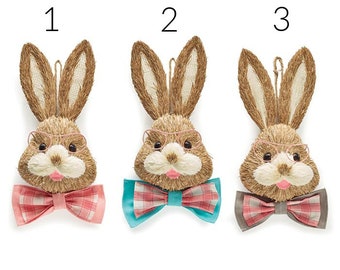 11" Bunny Head With Eye Glasses & Bow Tie, Bunny Decor Kit, Wreath Enhancement, Easter Decor Kit, Easter Wreath Enhancement