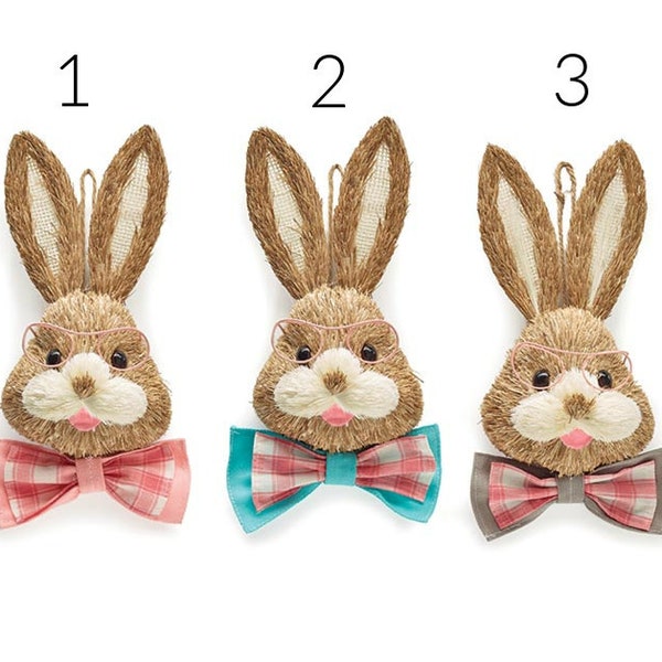 11" Bunny Head With Eye Glasses & Bow Tie, Bunny Decor Kit, Wreath Enhancement, Easter Decor Kit, Easter Wreath Enhancement