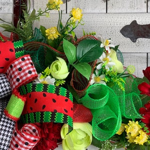 XL Watermelon Grapevine Wreath Grapevine Summer Wreath for front door Everyday Wreath Floral wreath image 5