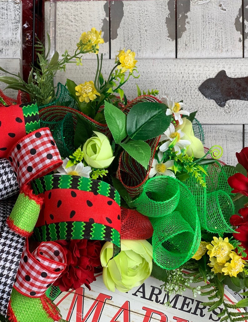 XL Watermelon Grapevine Wreath Grapevine Summer Wreath for front door Everyday Wreath Floral wreath afbeelding 5