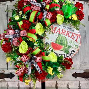 XL Watermelon Grapevine Wreath Grapevine Summer Wreath for front door Everyday Wreath Floral wreath afbeelding 10