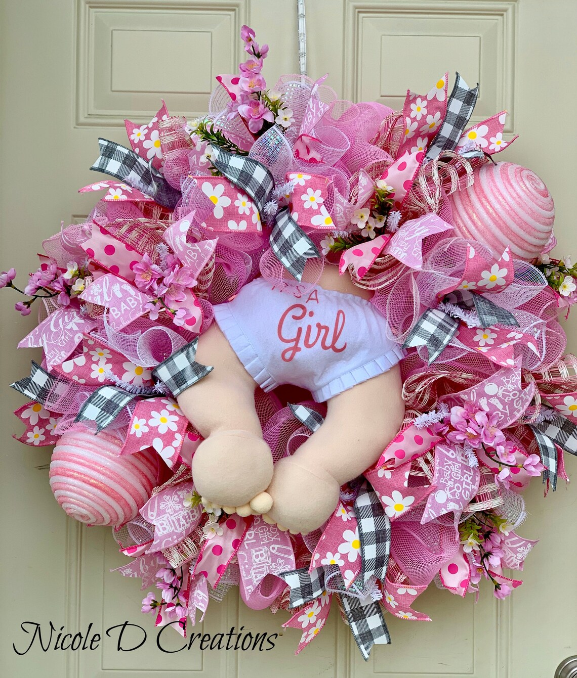 Baby Girl Wreath Wreath for Baby Shower Deco Mesh Wreaths Etsy