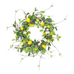 22&quot;-24&quot; Lemon Wreath, Lemon Decor, Farmhouse Wreath, Everyday Wreath, Spring Wreath, Summer Wreath