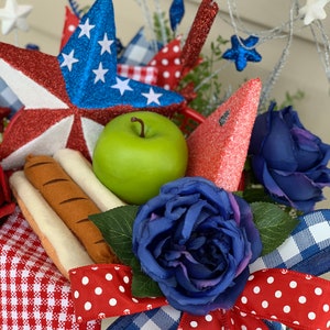 4th of July Centerpiece Patriotic Centerpiece Patriotic Floral Arrangement Summer Picnic Centerpiece image 3