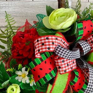 XL Watermelon Grapevine Wreath Grapevine Summer Wreath for front door Everyday Wreath Floral wreath afbeelding 4