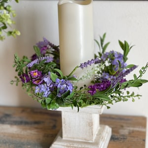 Lavender Mini Wreath, Farmhouse Wreath, Everyday Small Cabinet Wreath, Candle Ring Centerpiece, Spring Wreath, Summer Wreath, Wedding