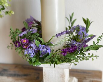 Lavender Mini Wreath, Farmhouse Wreath, Everyday Small Cabinet Wreath, Candle Ring Centerpiece, Spring Wreath, Summer Wreath, Wedding
