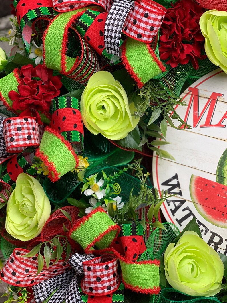 XL Watermelon Grapevine Wreath Grapevine Summer Wreath for front door Everyday Wreath Floral wreath image 7
