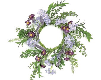 Lavender Mini Wreath, Farmhouse Wreath, Everyday Small Cabinet Wreath, Candle Ring Centerpiece, Spring Wreath, Summer Wreath, Wedding