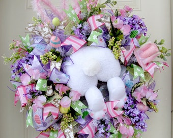 Easter Wreath -Deco Mesh Wreath- Front Door Wreaths- Spring Wreath