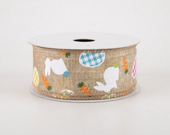 Wired Ribbon - Spring Ribbon - Easter Ribbon - Carrot Ribbon -  Basket Ribbon- Floral Ribbon