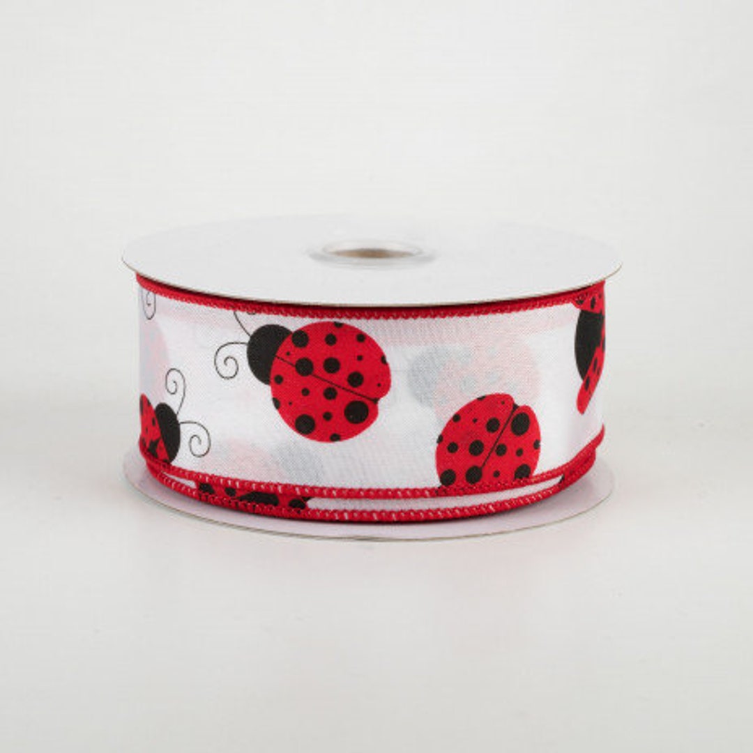 Wired Ribbon - Spring Ribbon - Lady Bug Ribbon - Garden Ribbon - Summer ...