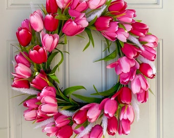 Tulip Wreath, Tulip and Cattail Wreath, Everyday Cabinet Wreath, Spring Wreath, Summer Wreath