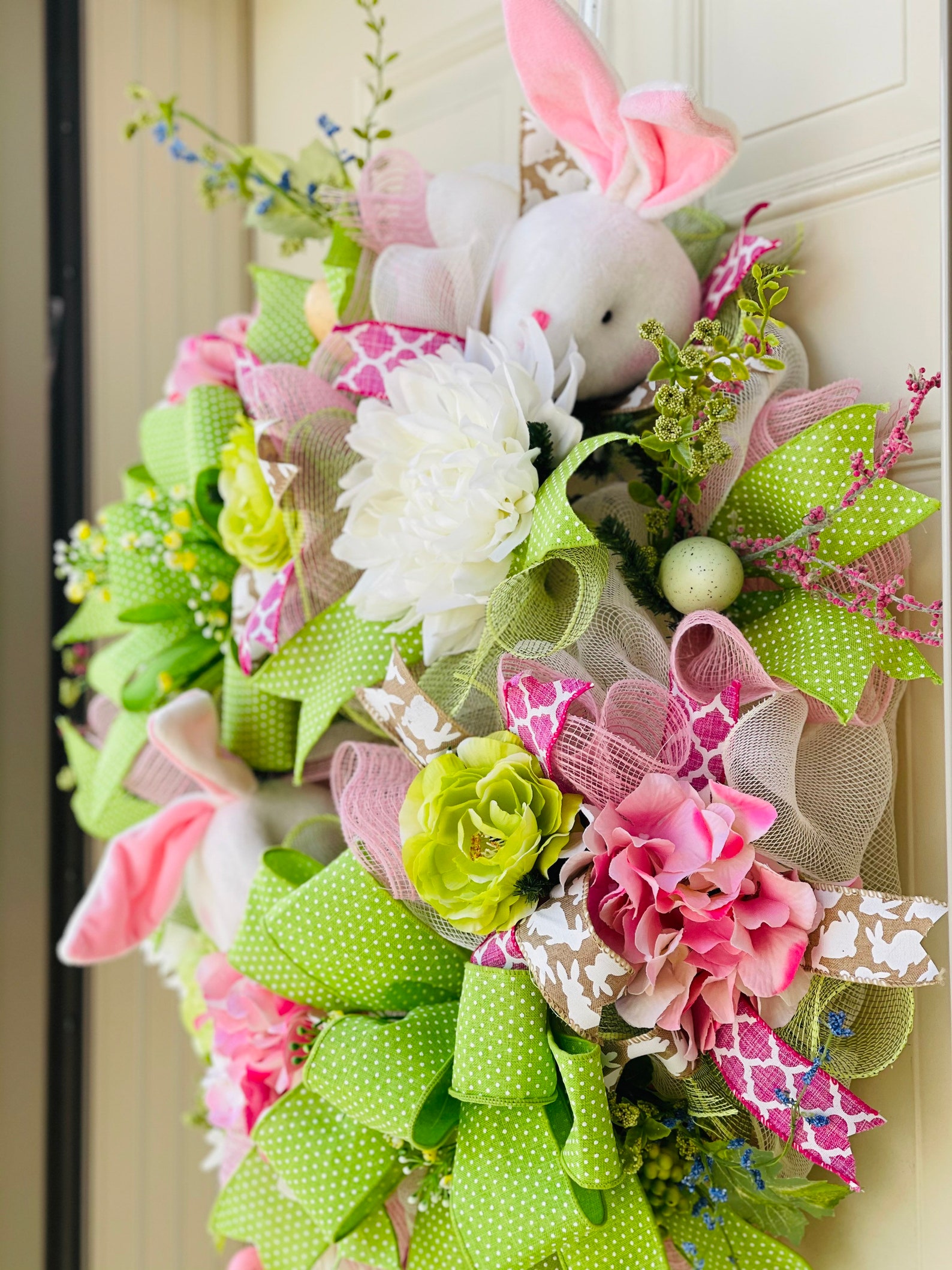 Easter Wreath deco Mesh Wreath Front Door Wreaths Spring Etsy