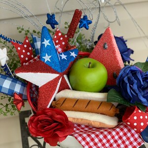 4th of July Centerpiece Patriotic Centerpiece Patriotic Floral Arrangement Summer Picnic Centerpiece image 10