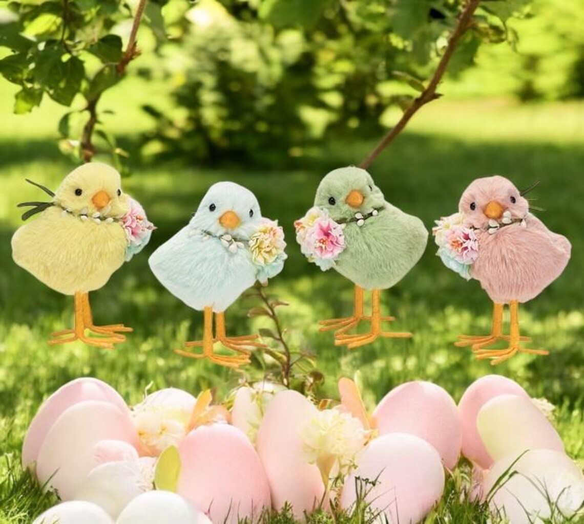 Easter Baby Chicks for Home Decor Fluffy Easter Chicks Pastel Colored ...