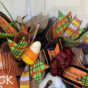 Halloween Wreath, Ghost Wreath, Candy Corn Wreath, Fall Wreath Autumn Wreath, Deco Mesh Wreath, Front Door Wreath image 9