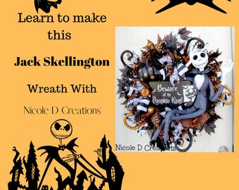 How To Video, How To Wreath, Wreath Tutorial, DIY Halloween Wreath, DIY Wreath, Jack Skellington Wreath