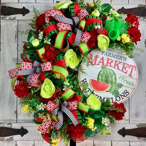 XL Watermelon Grapevine Wreath Grapevine Summer Wreath for front door Everyday Wreath Floral wreath image 1
